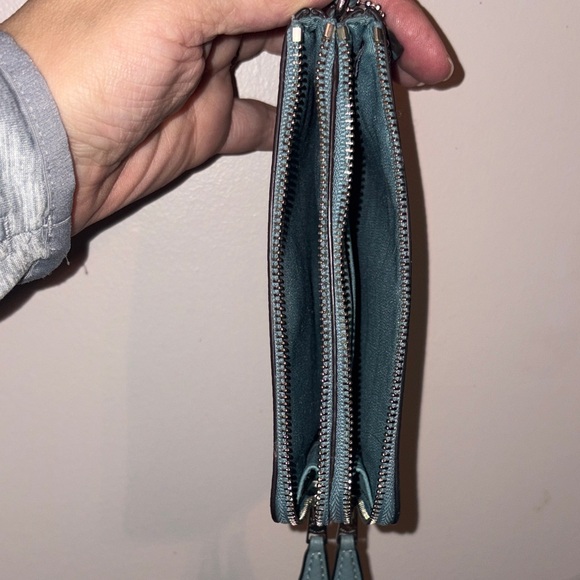 Coach Blue/Green Leather Wristlet - Picture 4 of 5